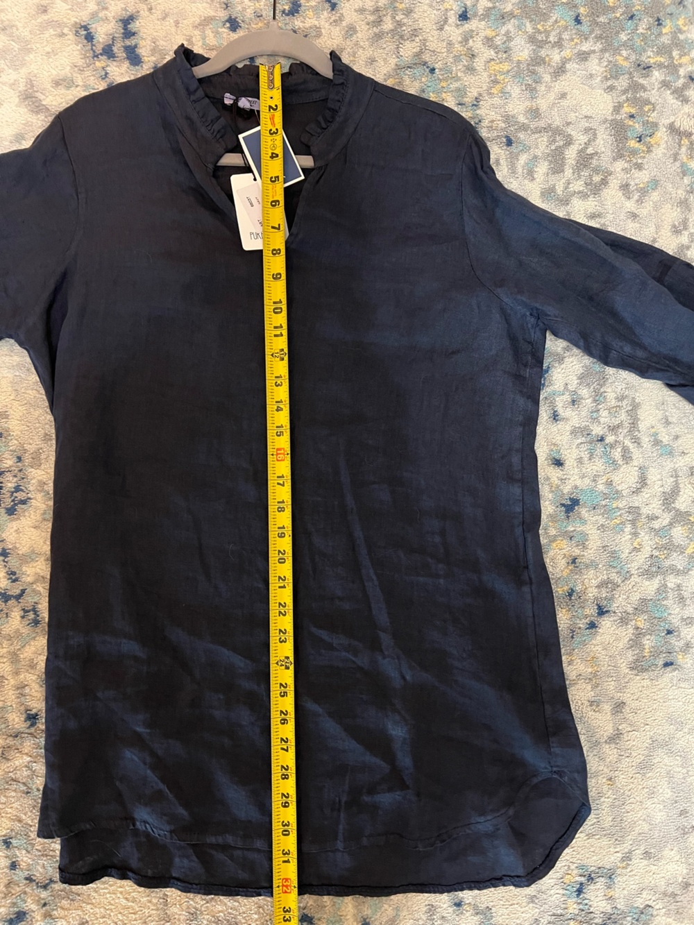 Marshalls Navy Blue Lightweight Linen Tunic Top - Picture 9 of 10